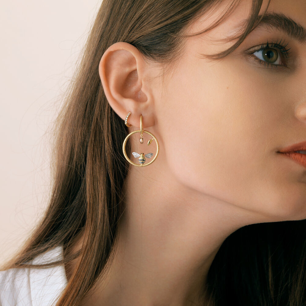 Hoopla 18ct Gold Diamond Bee Earrings | Annoushka jewelley